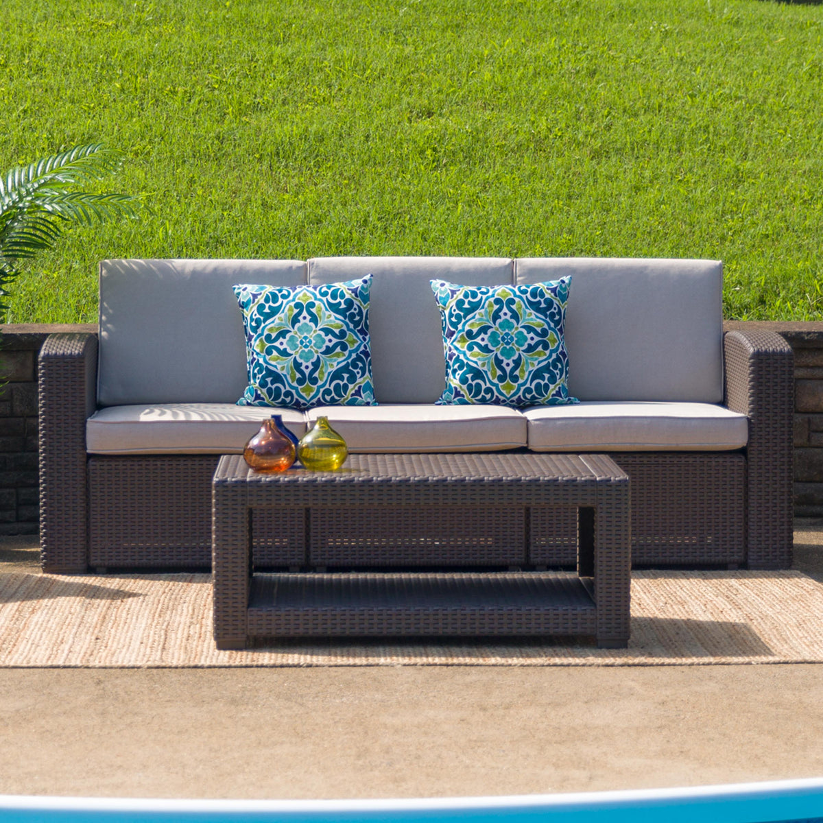 Flash Furniture Chocolate Brown Faux Rattan Coffee Table - Outdoor Accent Table - Patio Table