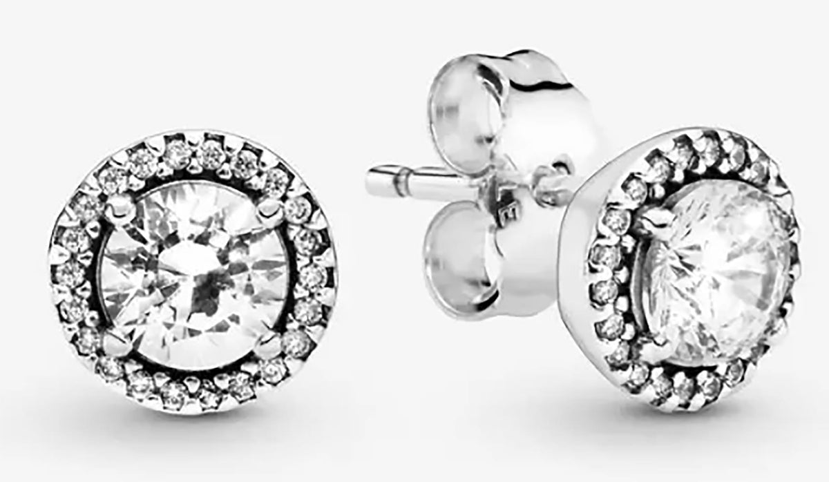 Pandora Round Sparkle Stud Earrings