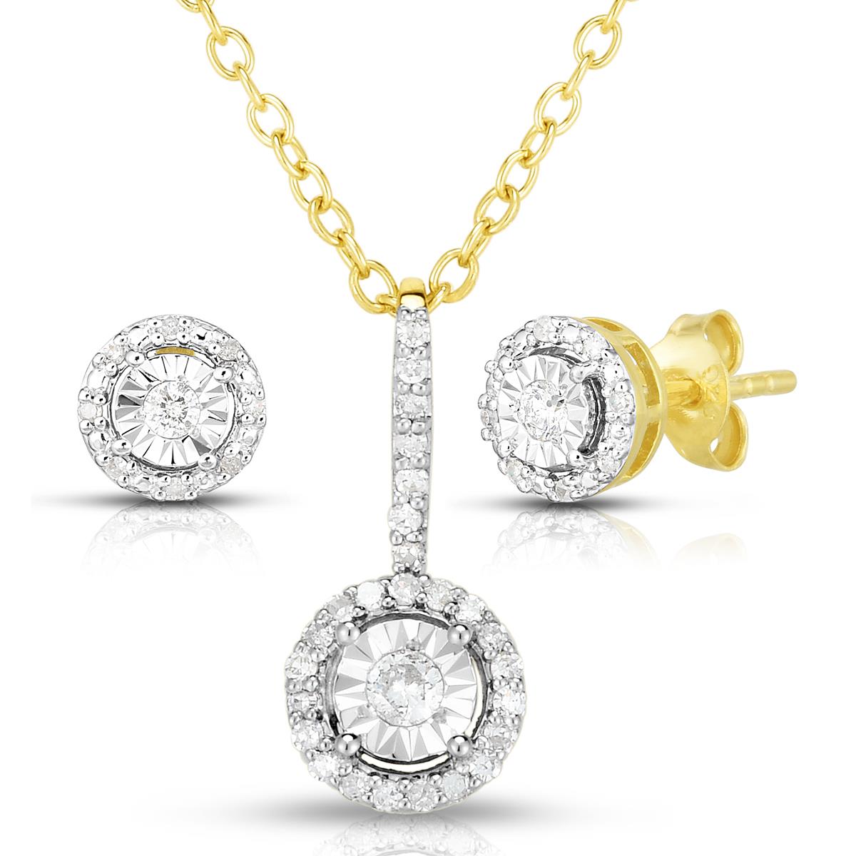 Jilco Inc Diamond Cluster Earrings & Necklace Set