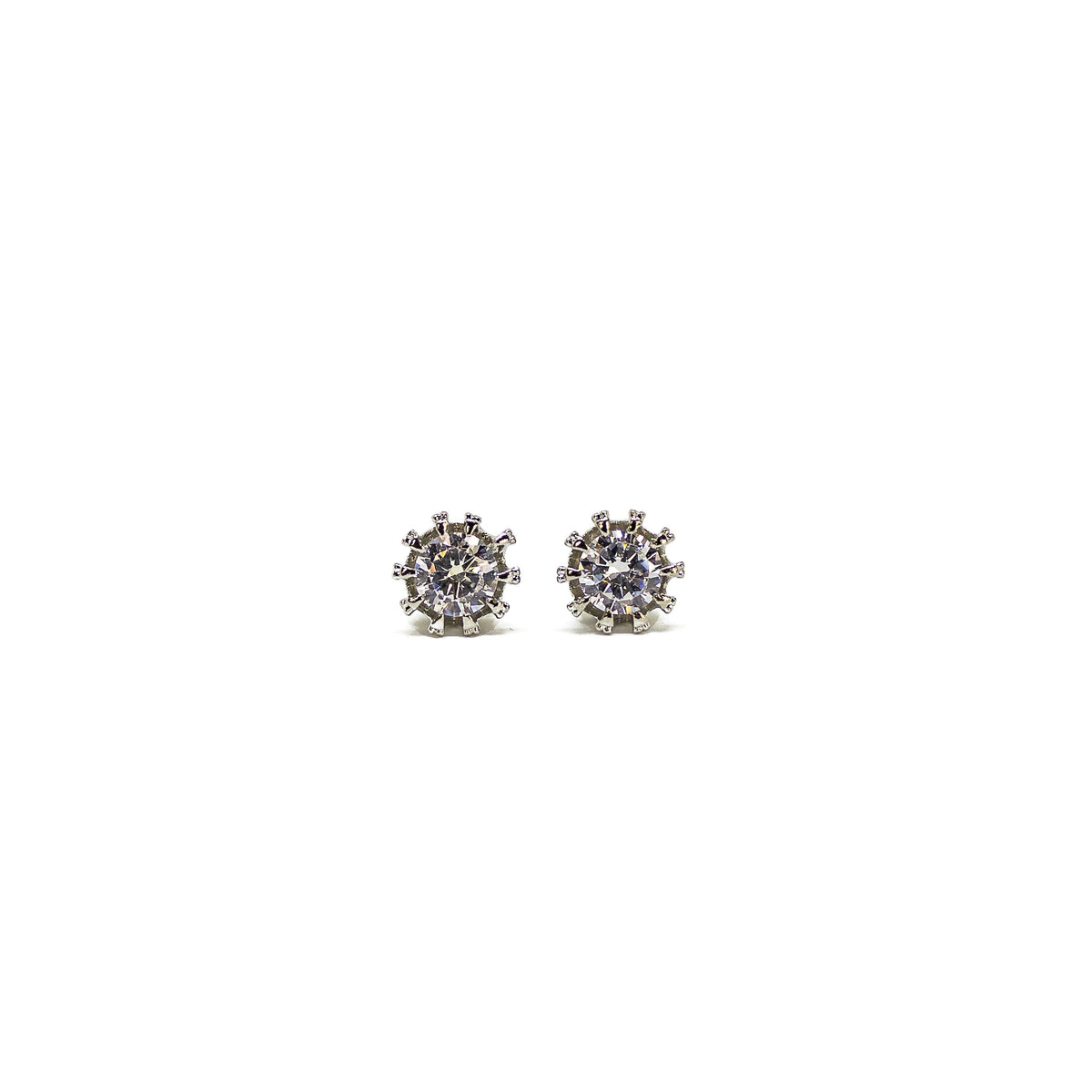 Completely Bella Round Cut Crown CZ Stud Earrings