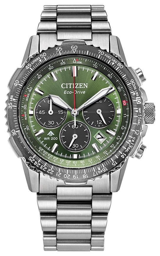 Citizen Watch Men's Promaster Navihawk Eco-Drive Stainless Steel Bracelet watch, Green dial
