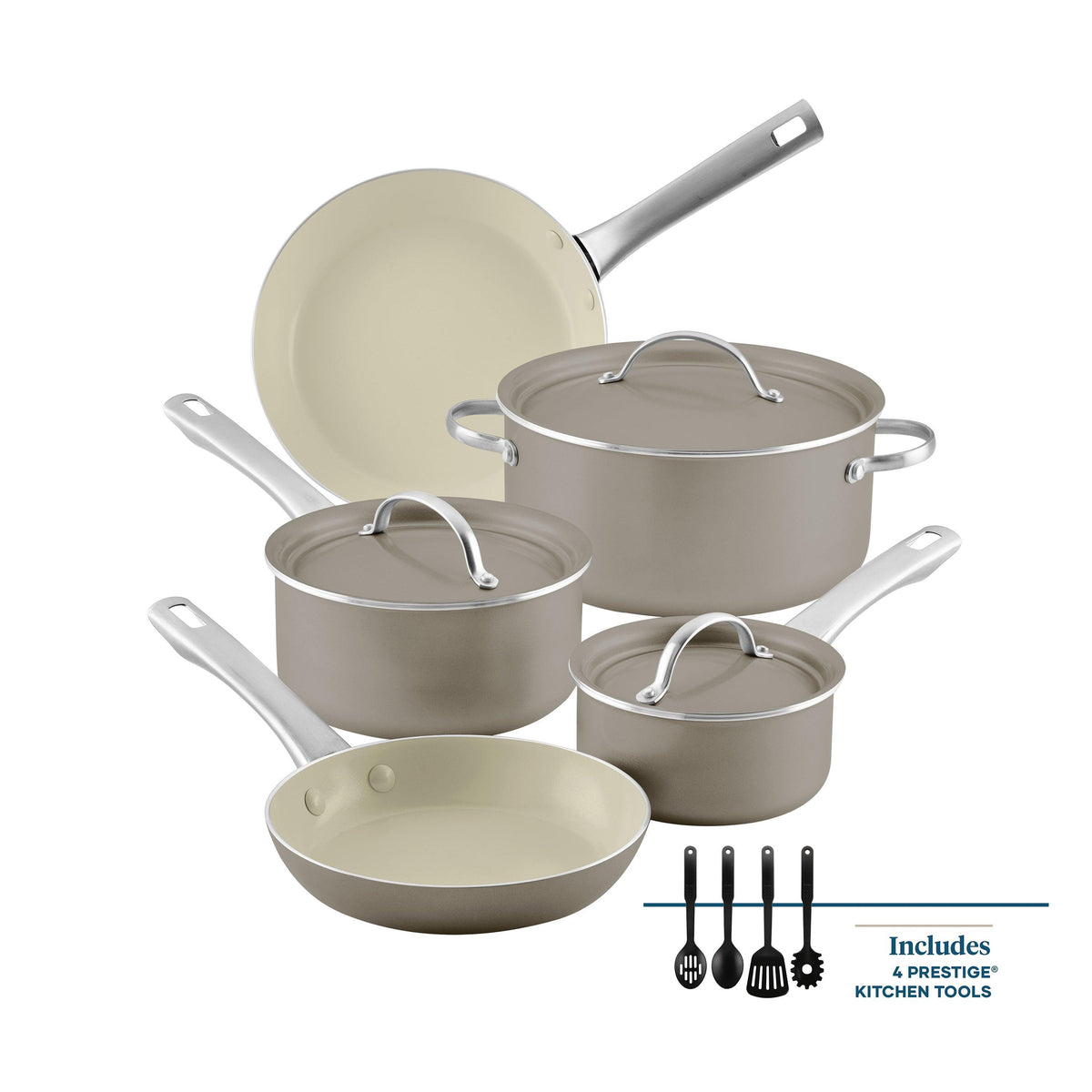 Farberware 12pc Vibrance Ceramic Nonstick Cookware Set Champagne