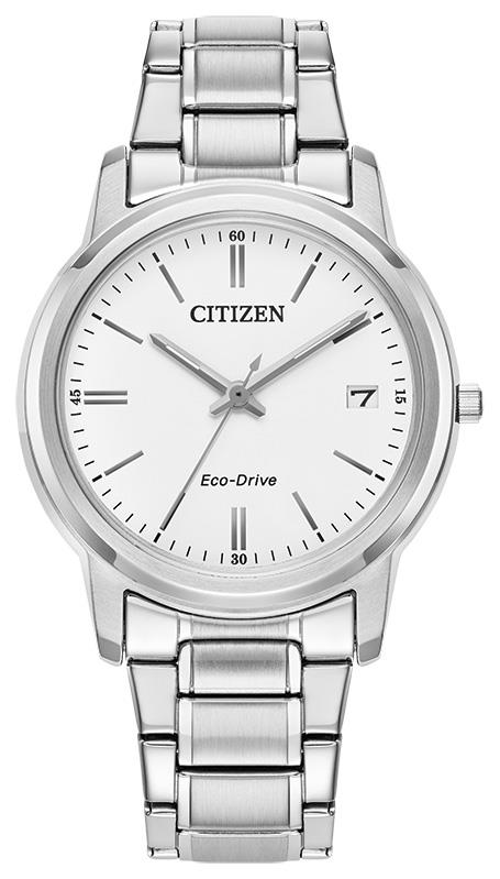 Citizen Watch Ladies' Corporate Exclusive Eco-Drive Stainless Steel Bracelet watch, White dial