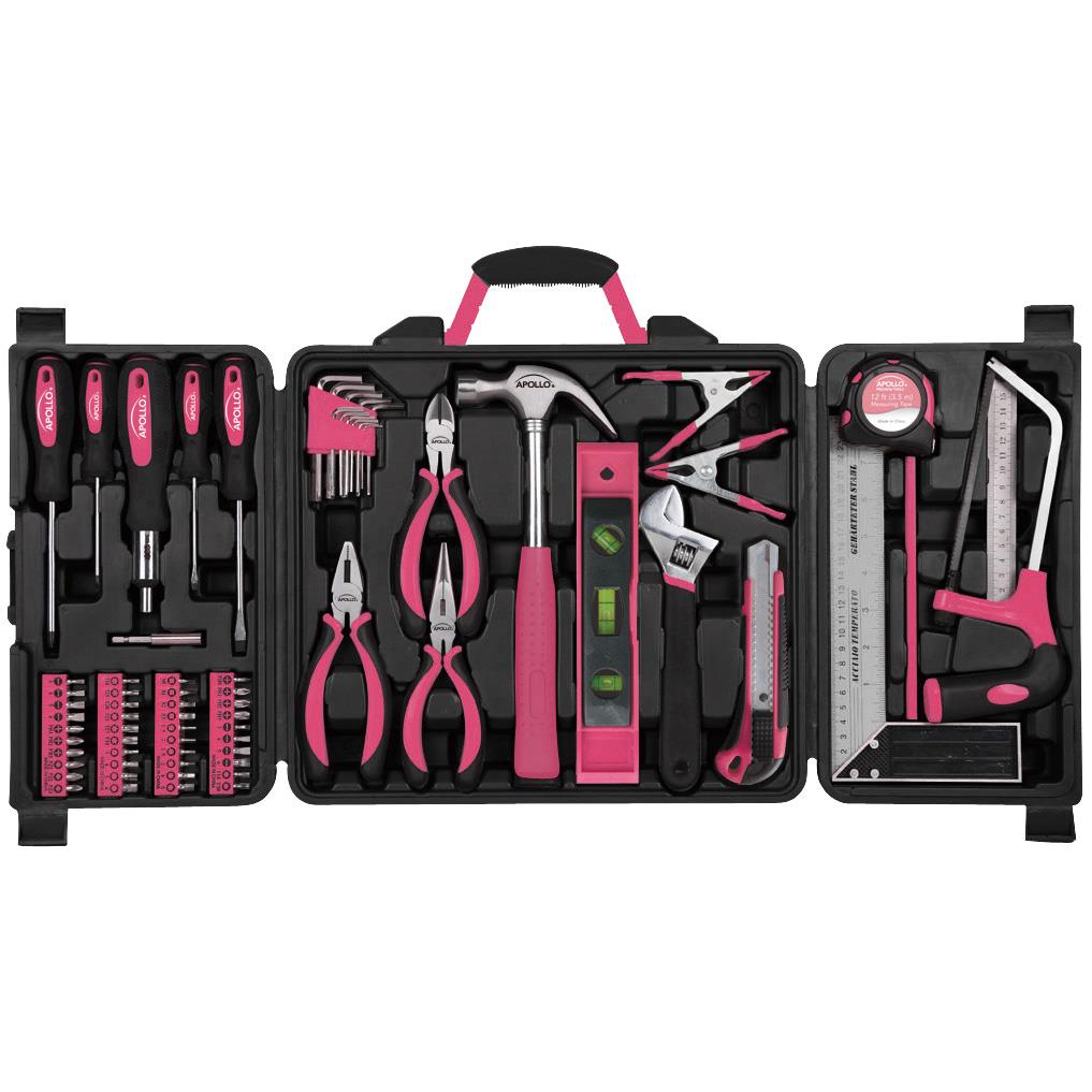 Apollo Tools 71 Piece Household Tool Kit - Pink