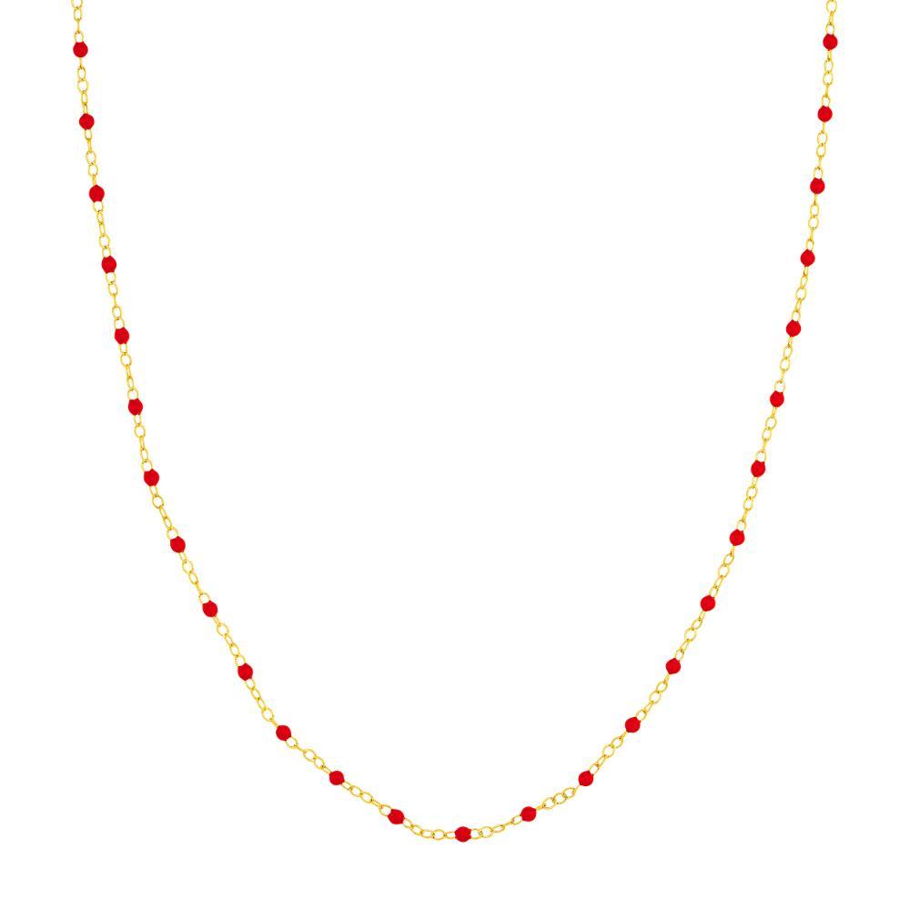 HAWLEY ST Red Enamel Bead Piatto Chain 18" Necklace