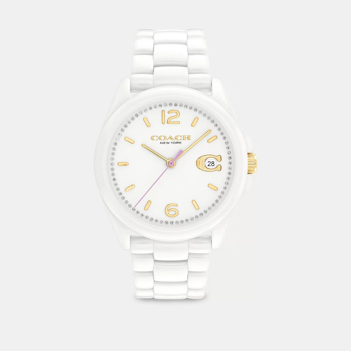 Coach Ladies' Greyson White Ceramic Watch White Dial
