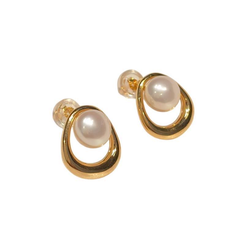 Completely Bella Gold Open Teardrop Pearl Earrings