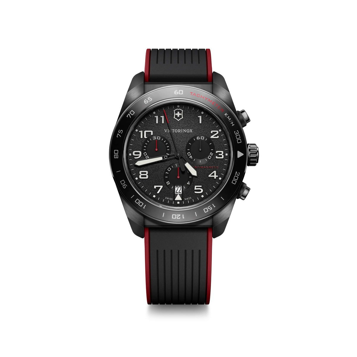 Victorinox Swiss Army Swiss Army Chrono 42mm, black case, black bezel/dial, rubber strap