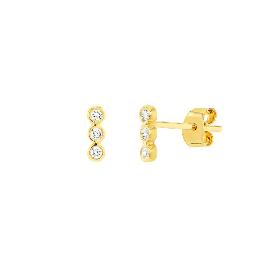 HAWLEY ST 1/15tcw Diamond Bezel Trio Stud Earrings