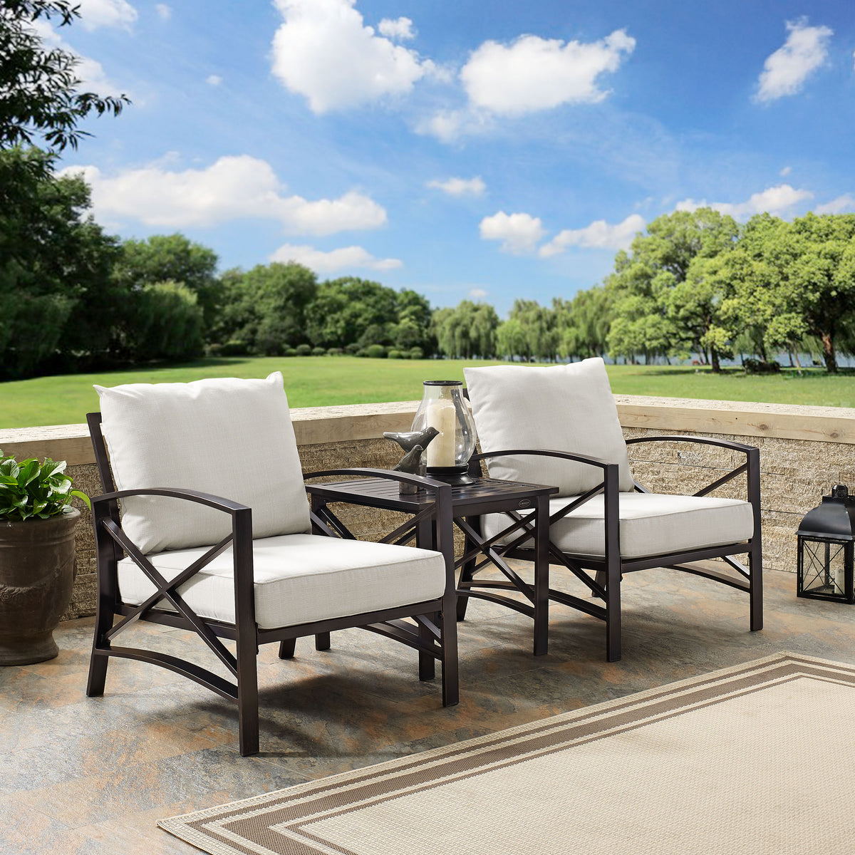 Crosley Outdoor Kaplan 3Pc Outdoor Chair Set