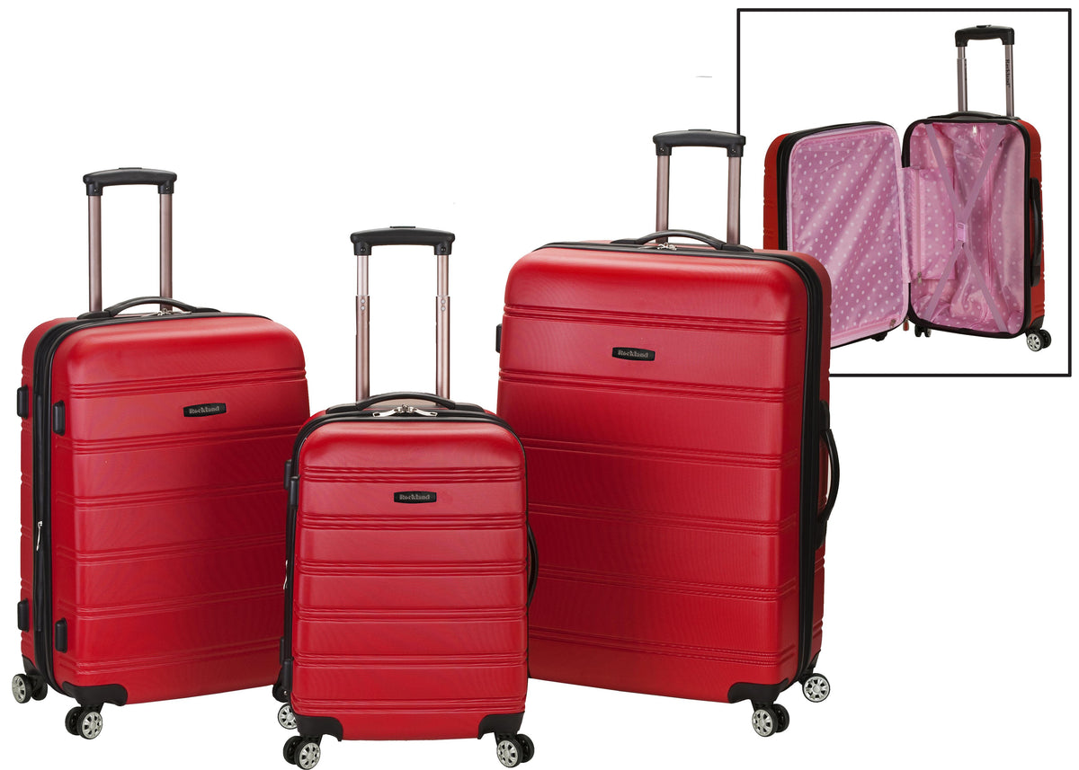 Rockland Luggage Melbourne, 3 pc. Molded Set - Red