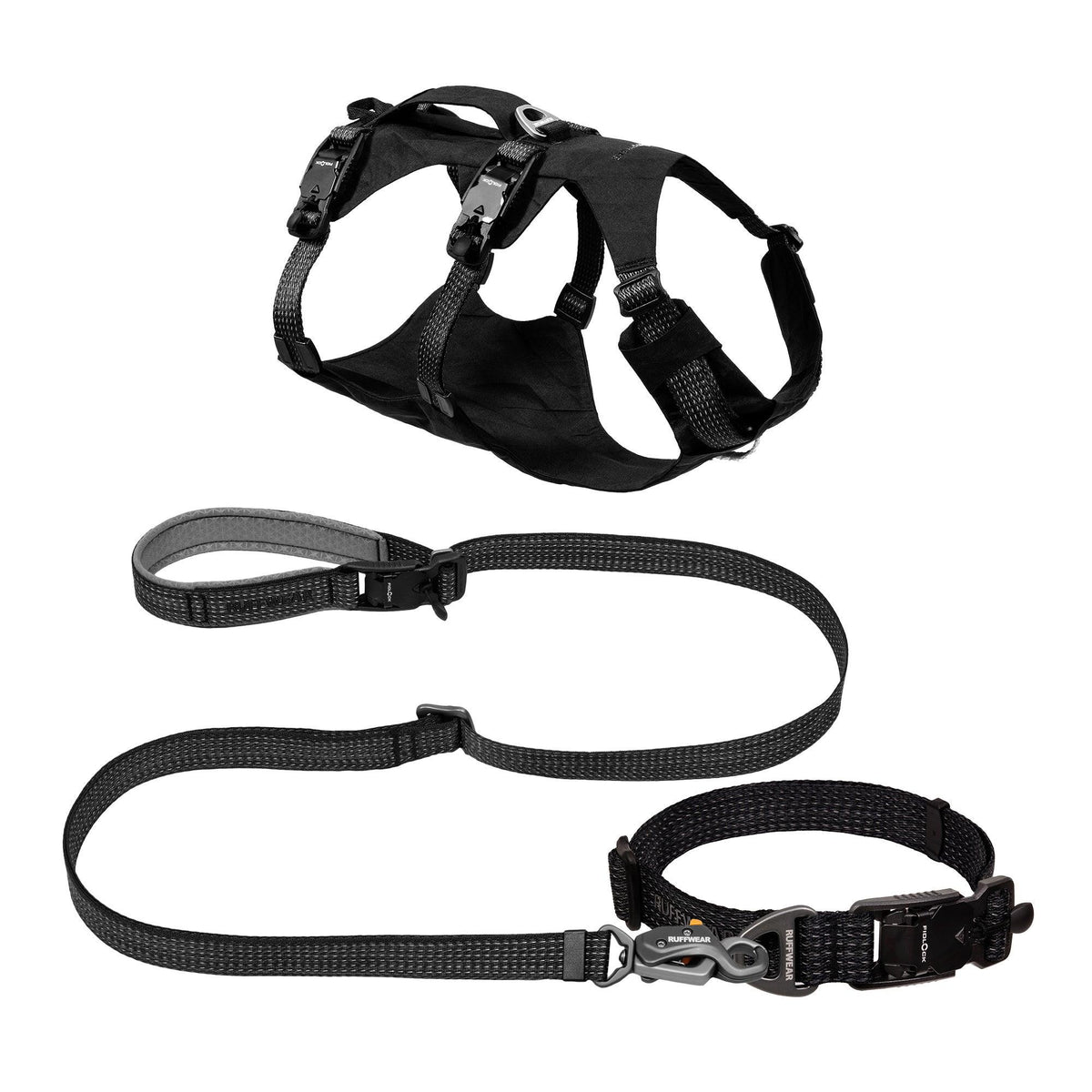 Ruffwear Ridgeline High-Performance Harness Collar Leash Kit - Medium Obsidian Black