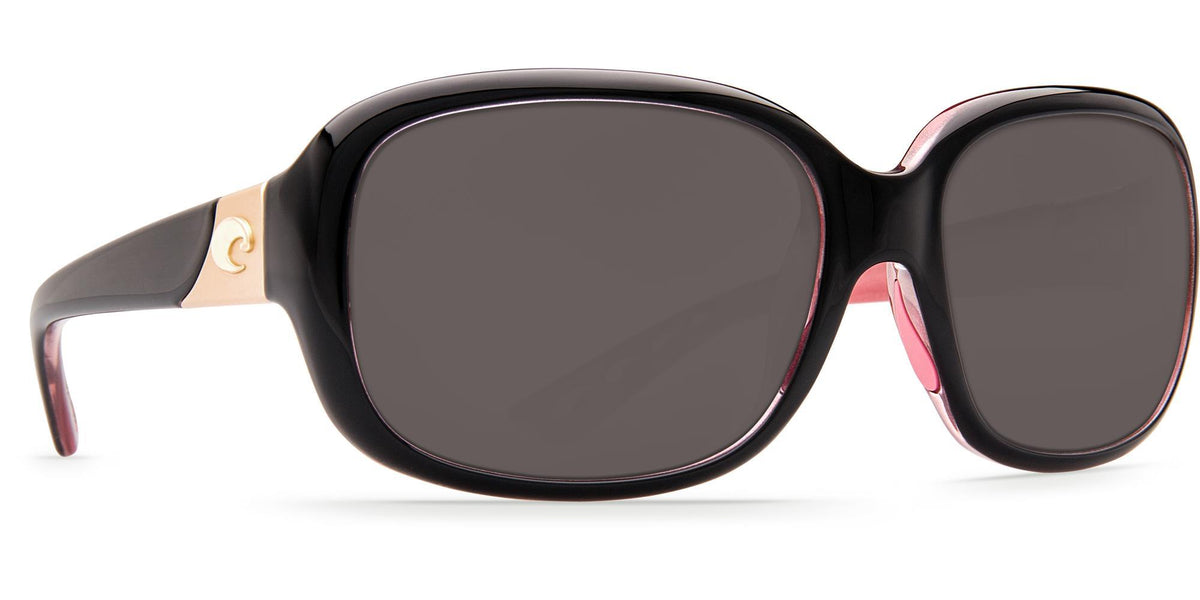 Costa Del Mar Gannet Sunglasses - (Frame) Shiny Black, Hibiscus; (Lens) Gray, 580P