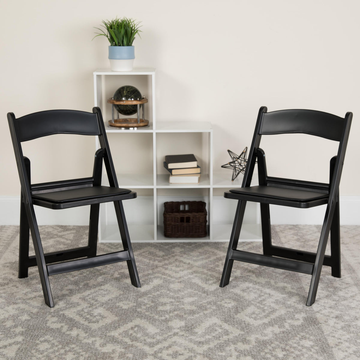 Flash Furniture Folding Chair - White Resin - 2 Pack 1000LB Weight Capacity - Vinyl Seat