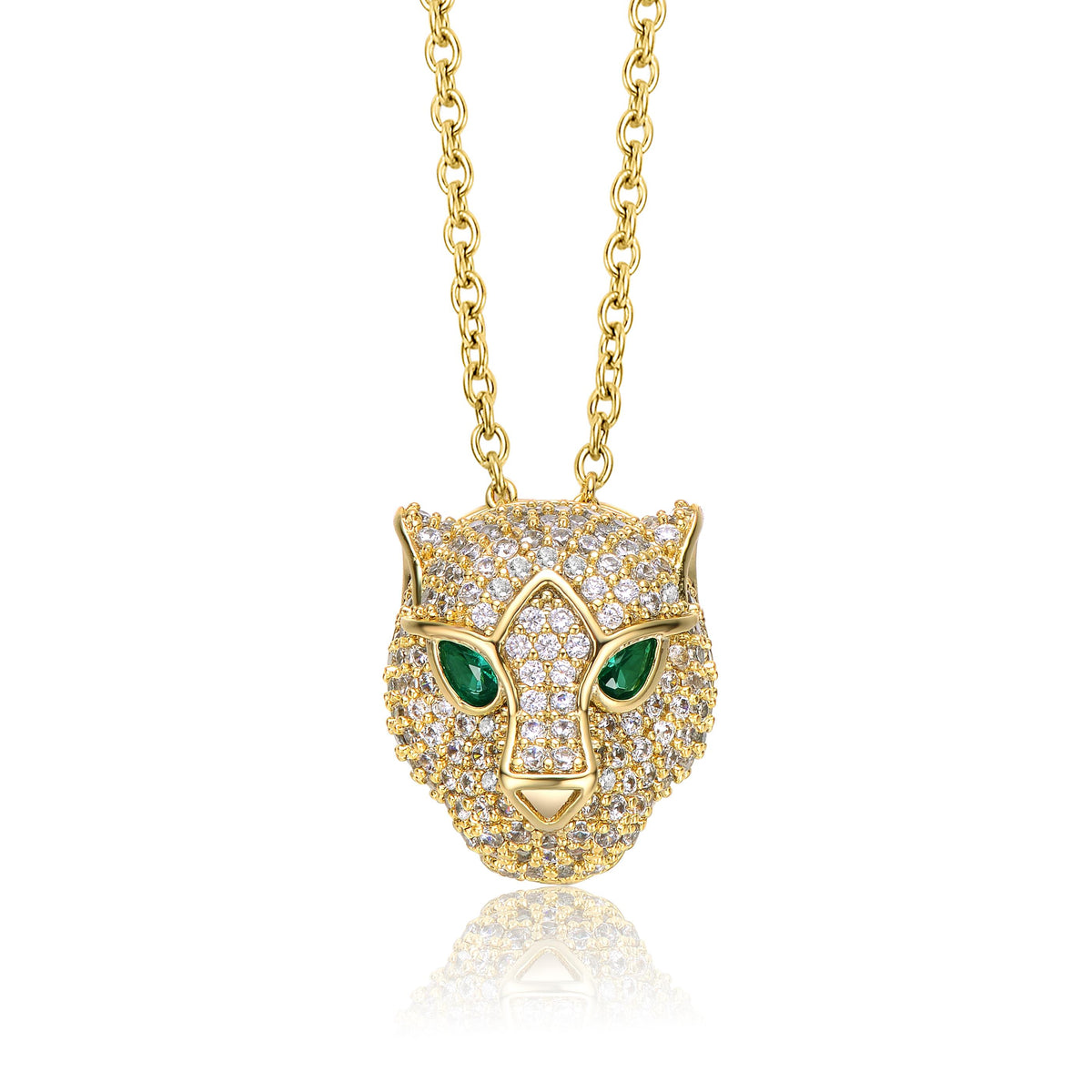 GENEVIVE Green Gold Tiger Necklace Size 18"