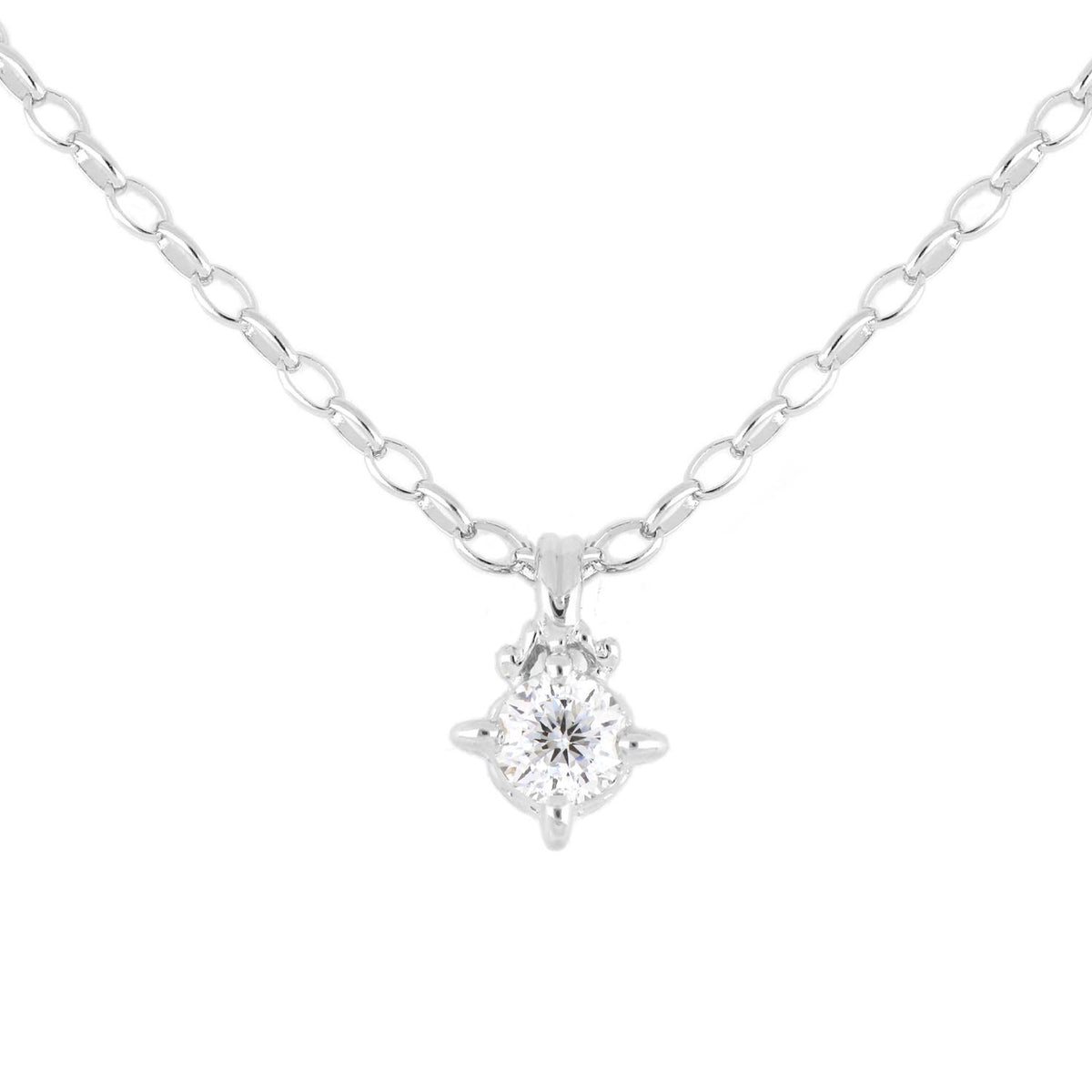 John Medeiros Diamante 3/4 Carat CZ 102 Facets. Necklace - Rhodium. 16"L. Lobster claw clasp closure.