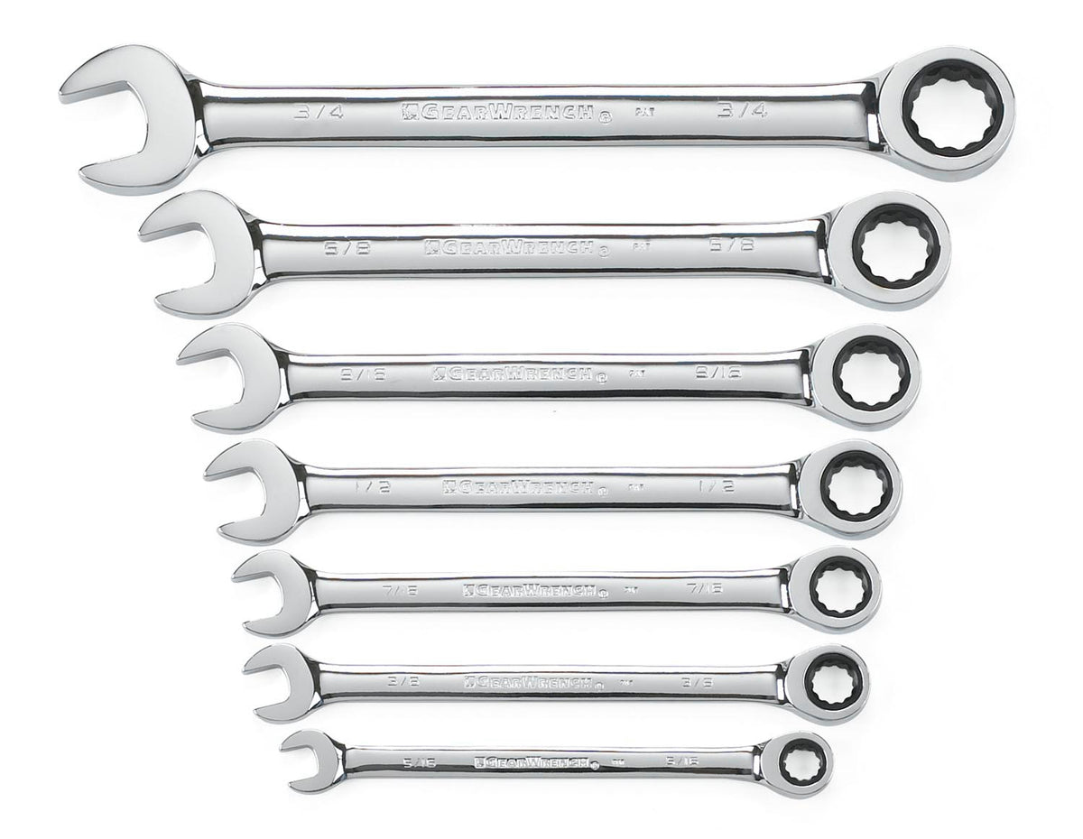 Apex GearWrench 7 Pc. Ratcheting Combination Wrench Set-Metric
