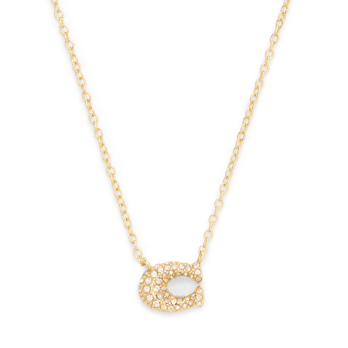 COACH Pav Signature C Necklace - Crystal/Gold