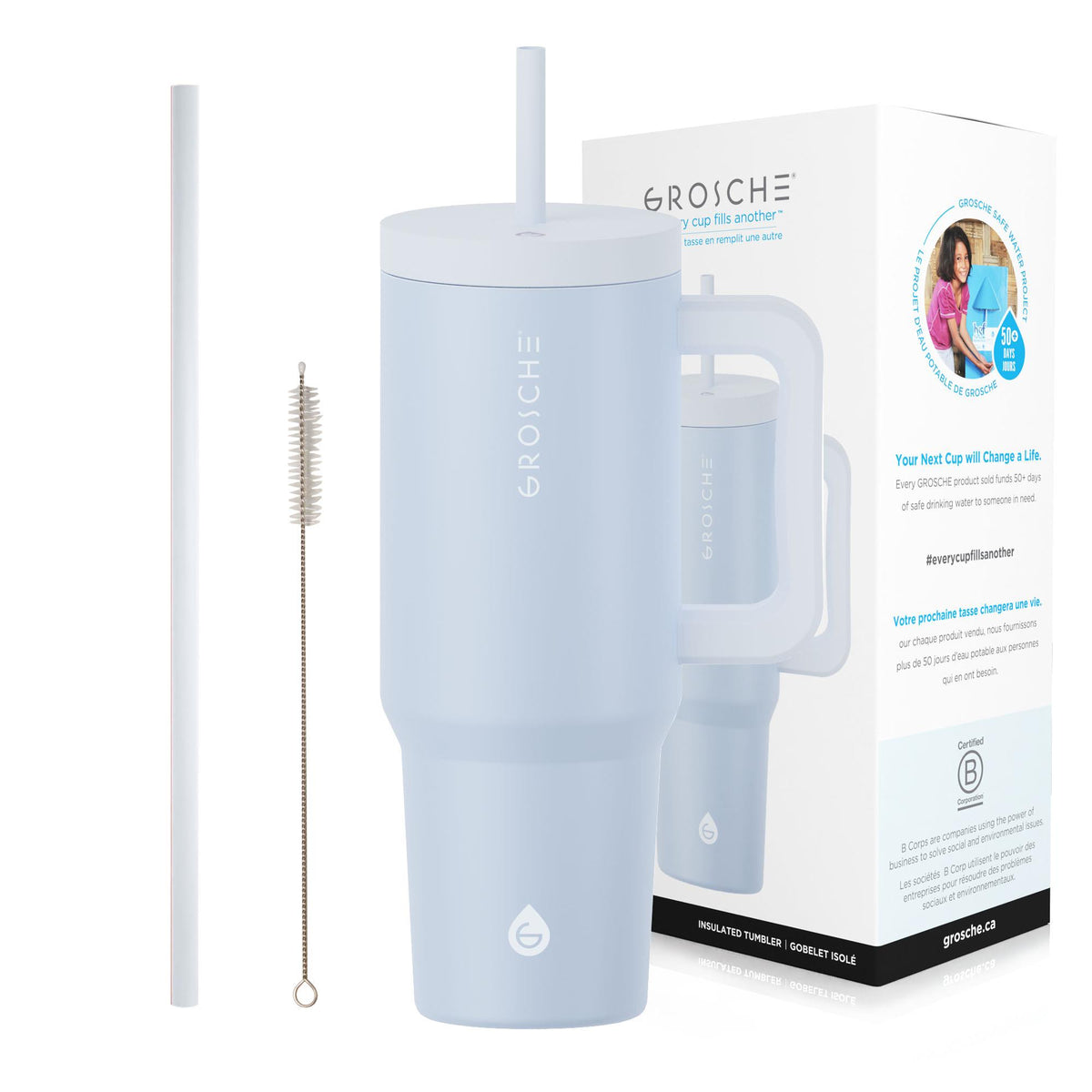 Grosche Aspen 40 oz. Insulated Straw Tumbler, Slate Blue
