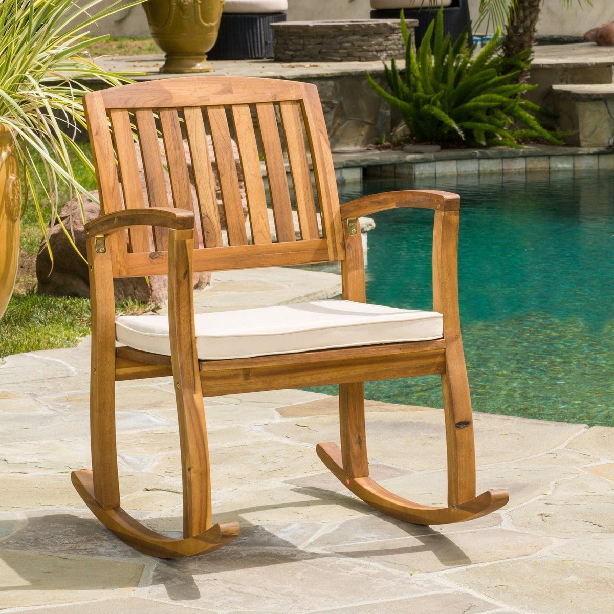 Stark Home Dewitt Outdoor Rocking Chair W/ Cushion