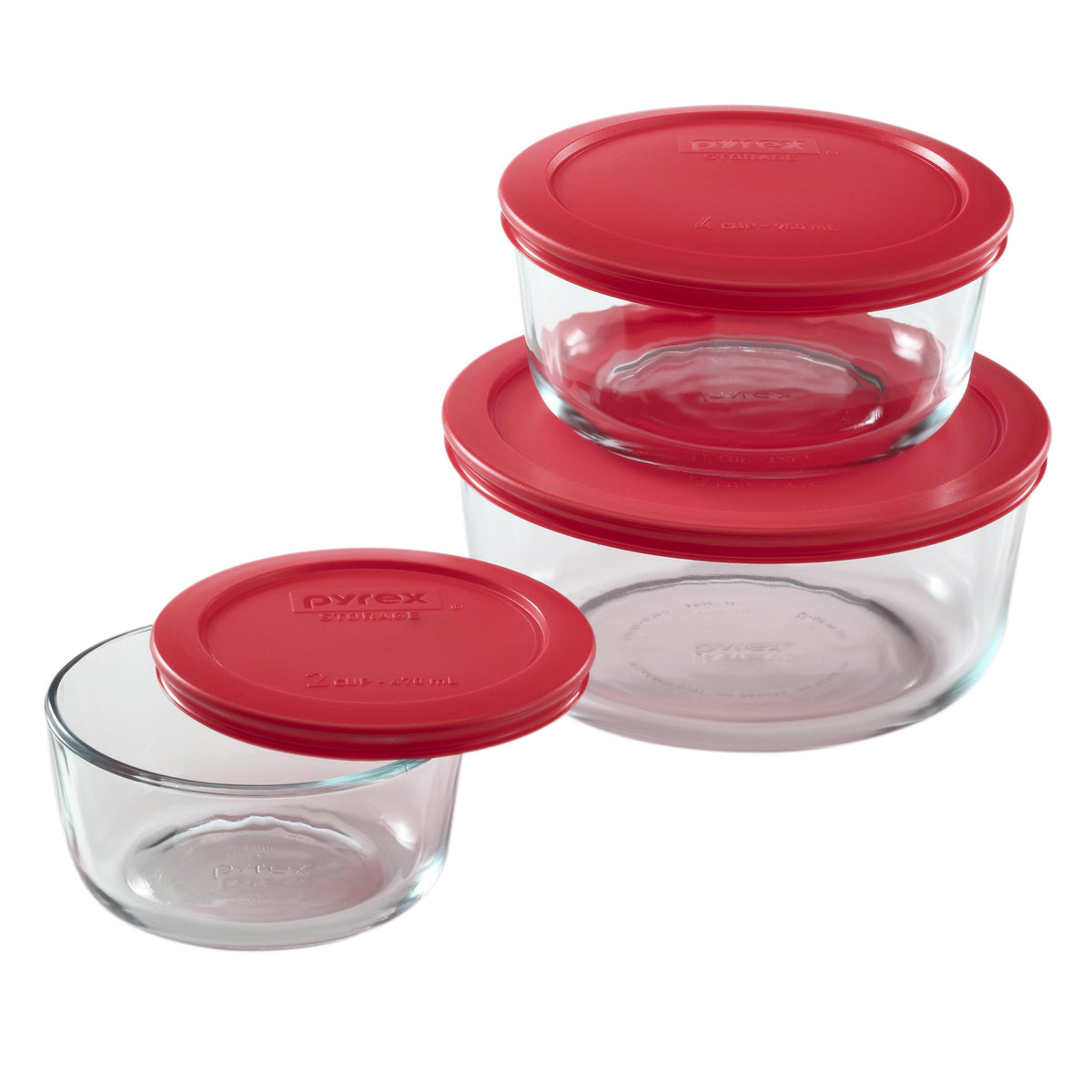 Pyrex 6pc Round Storage Set Red
