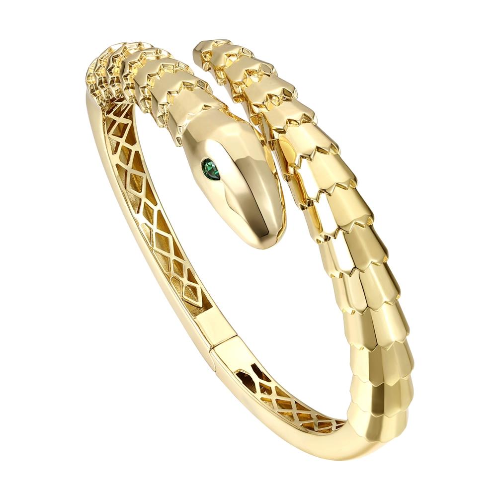 GENEVIVE 14K Yellow Gold Plated Serpent Bangle Size 7"