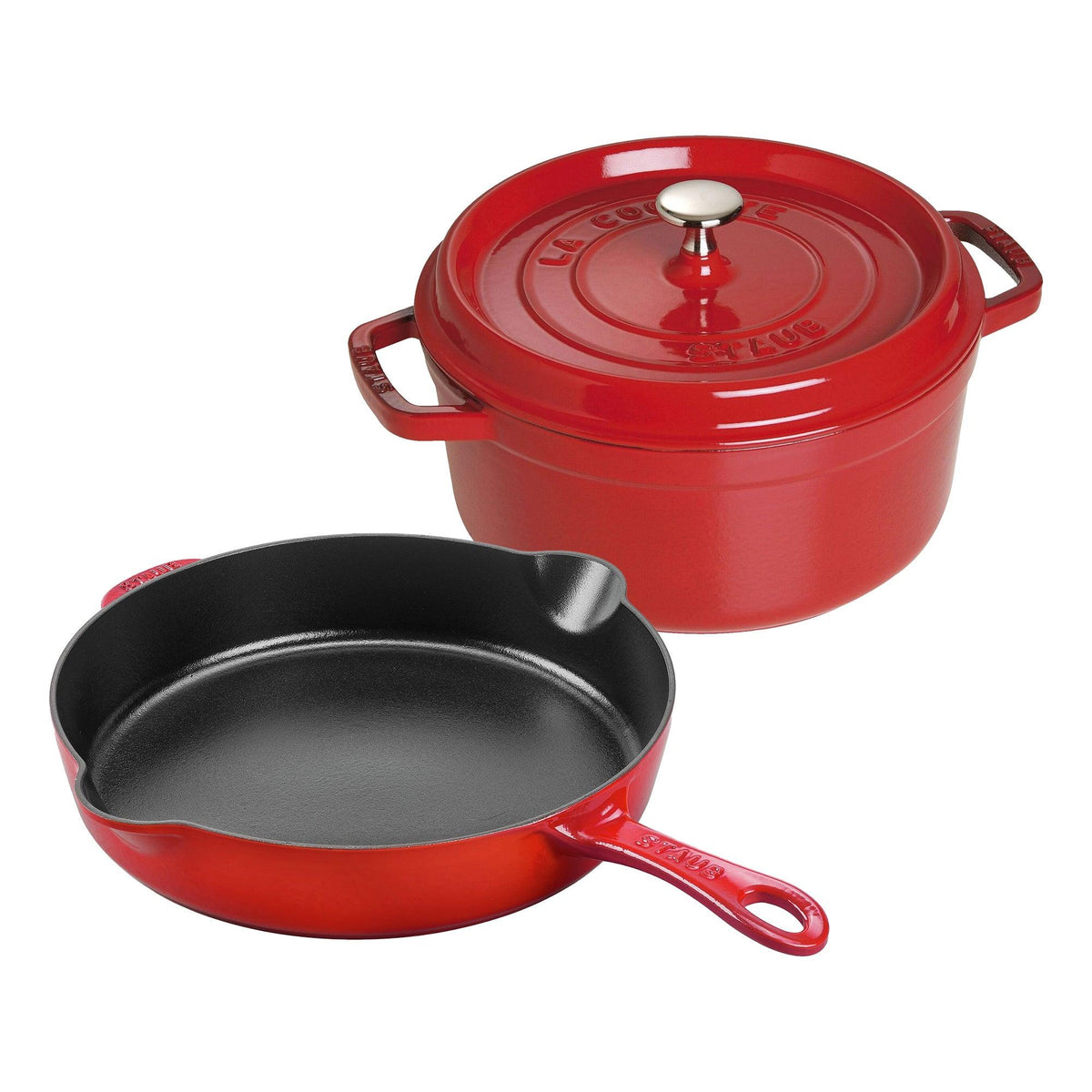 Staub 3pc Cast Iron Cookware Set Cherry
