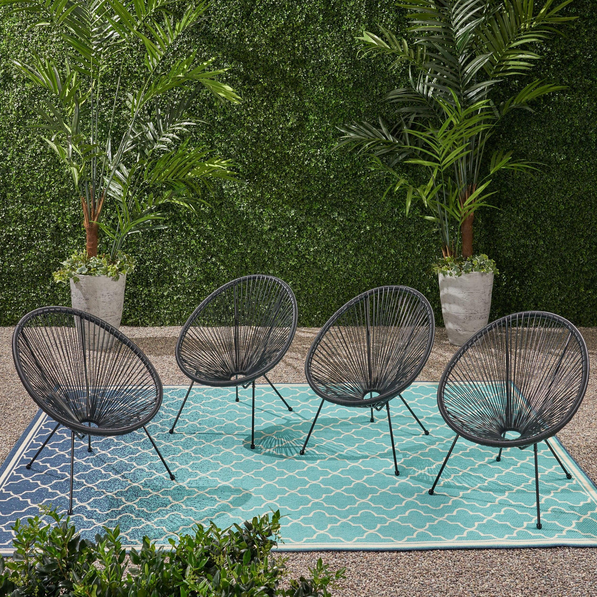 Stark Home Major Outdoor Hammock Weave & Steel Chair Set (4)