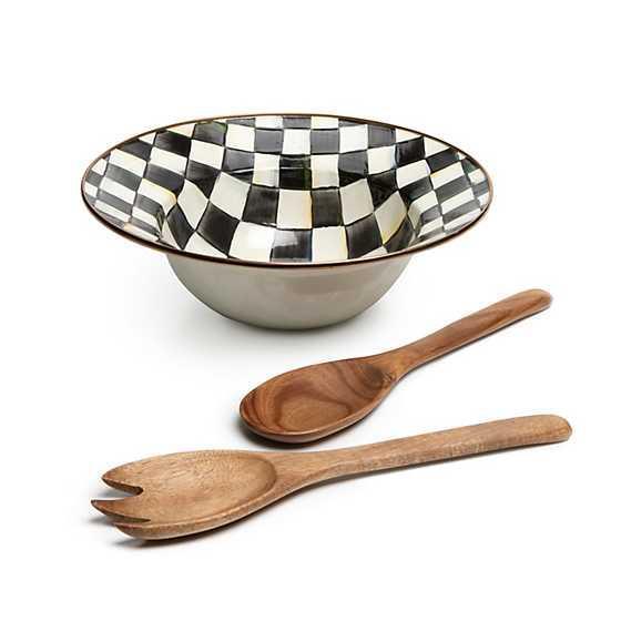 MacKenzie-Childs rosy check salad serving set
