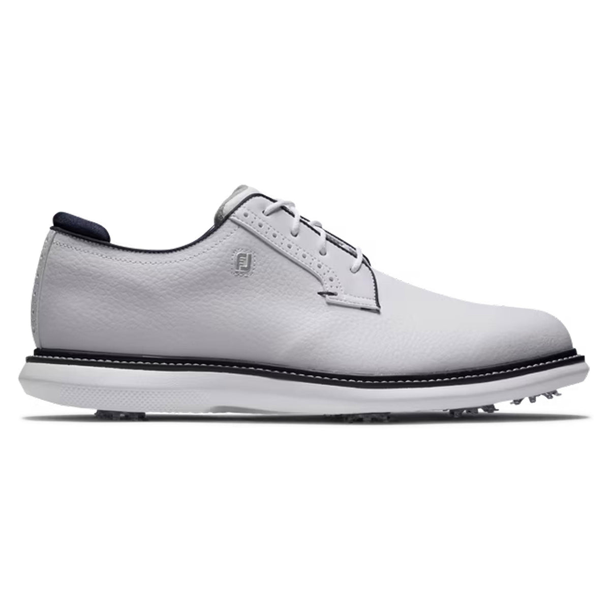 FootJoy Traditions Blucher Men's Spiked Golf Shoes - White/White/Navy/10 Medium