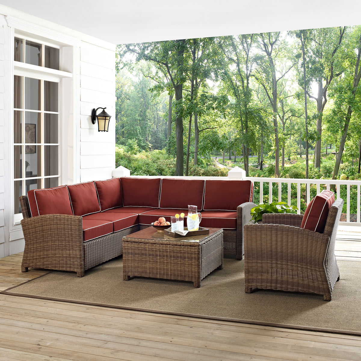 Crosley Outdoor Bradenton 5Pc Wicker Outdoor Sectional Patio Furniture Set
