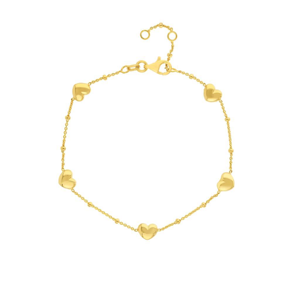 HAWLEY ST Puffed Heart Stations Saturn 7.5" Chain 7.5" Bracelet