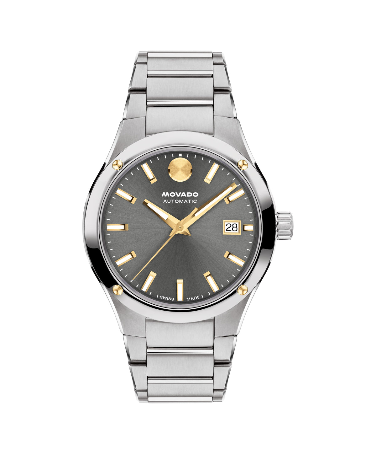 Movado Imperiale Automatic. Stainless Steel Case & Bracelet. Grey Dial