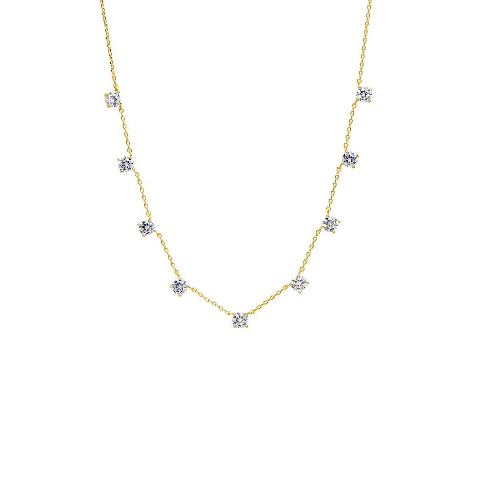 Adina Eden Scattered Multi CZ Solitaire Necklace
