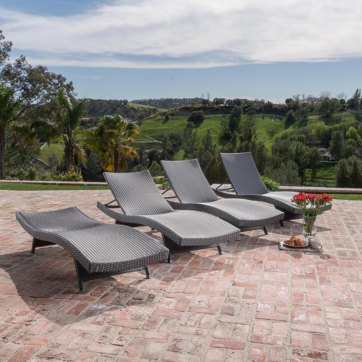Stark Home Salem Outdoor Wicker Chaise Lounge Set (4)