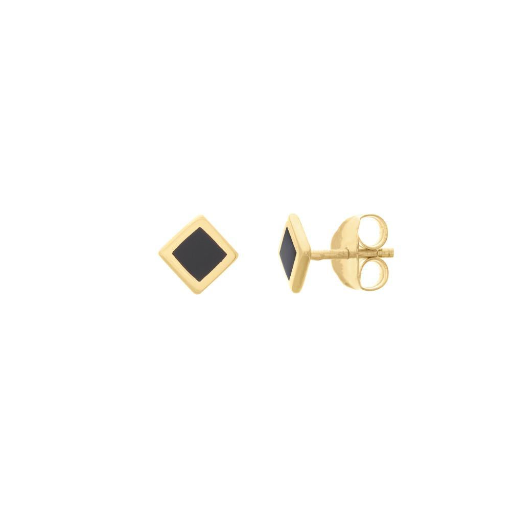 HAWLEY ST Onyx Enamel Rhombus Stud Earrings
