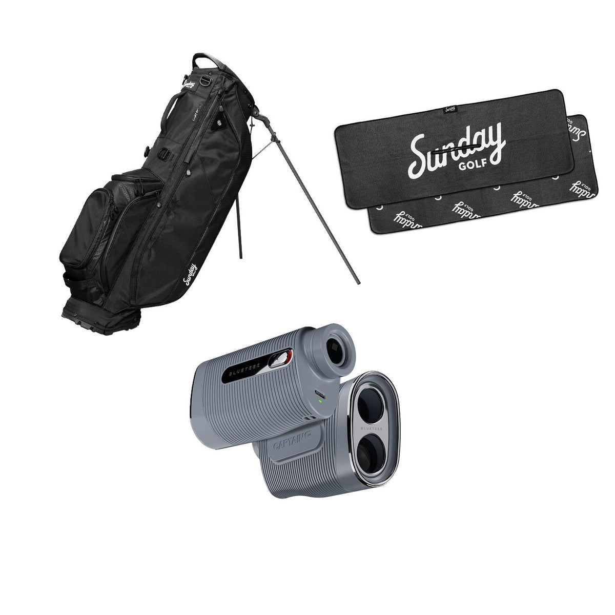 Sunday Golf Bag Bundle with Blue Tees Rangefinder and Golf Towel