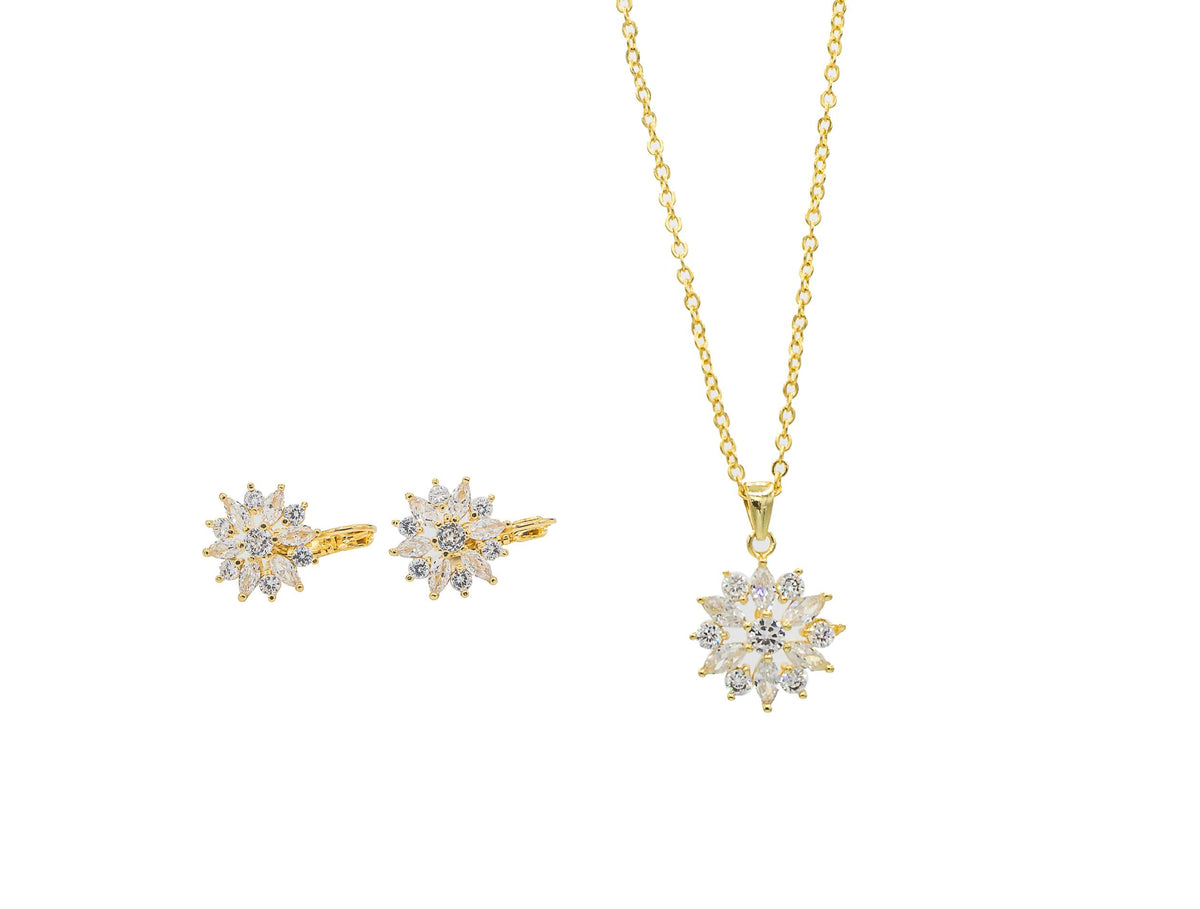Completely Bella Star Burst CZ Gold Jewelry Set