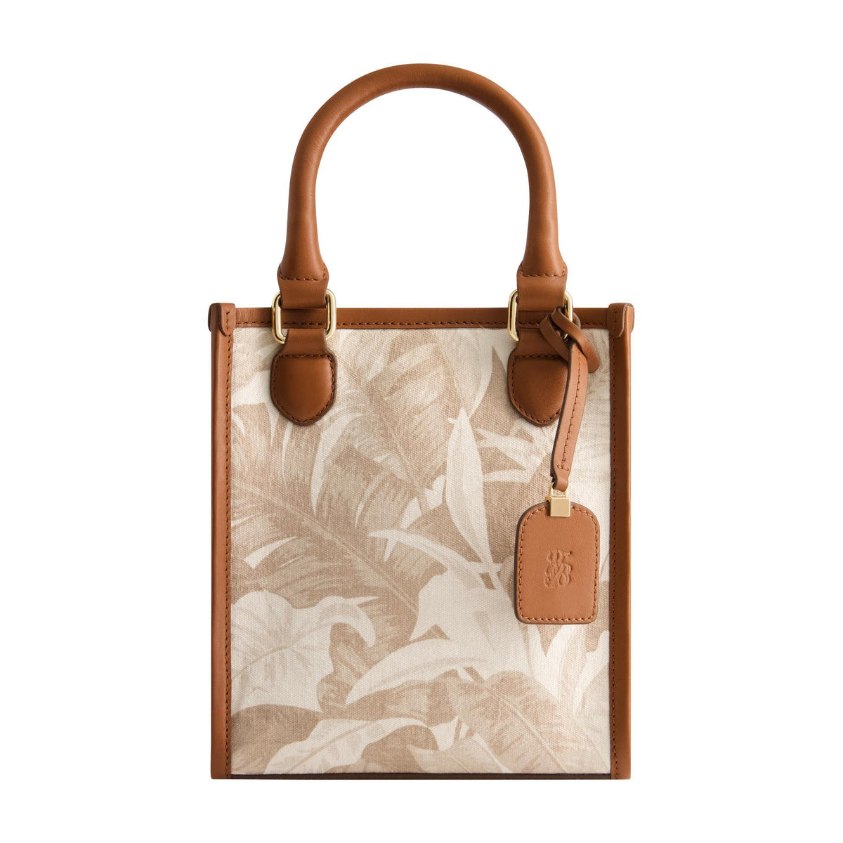 Tommy Bahama Handbags Leather Trim Floral North South Tote Size 9"