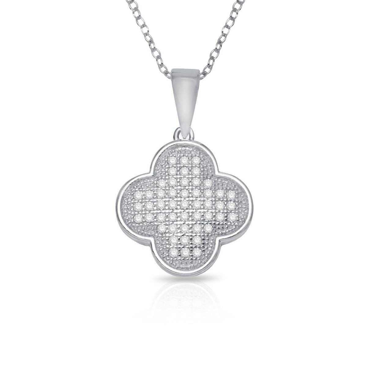Infinity Luxe Jewelry Collection Micro Pave CZ Clover Pendant Necklace
