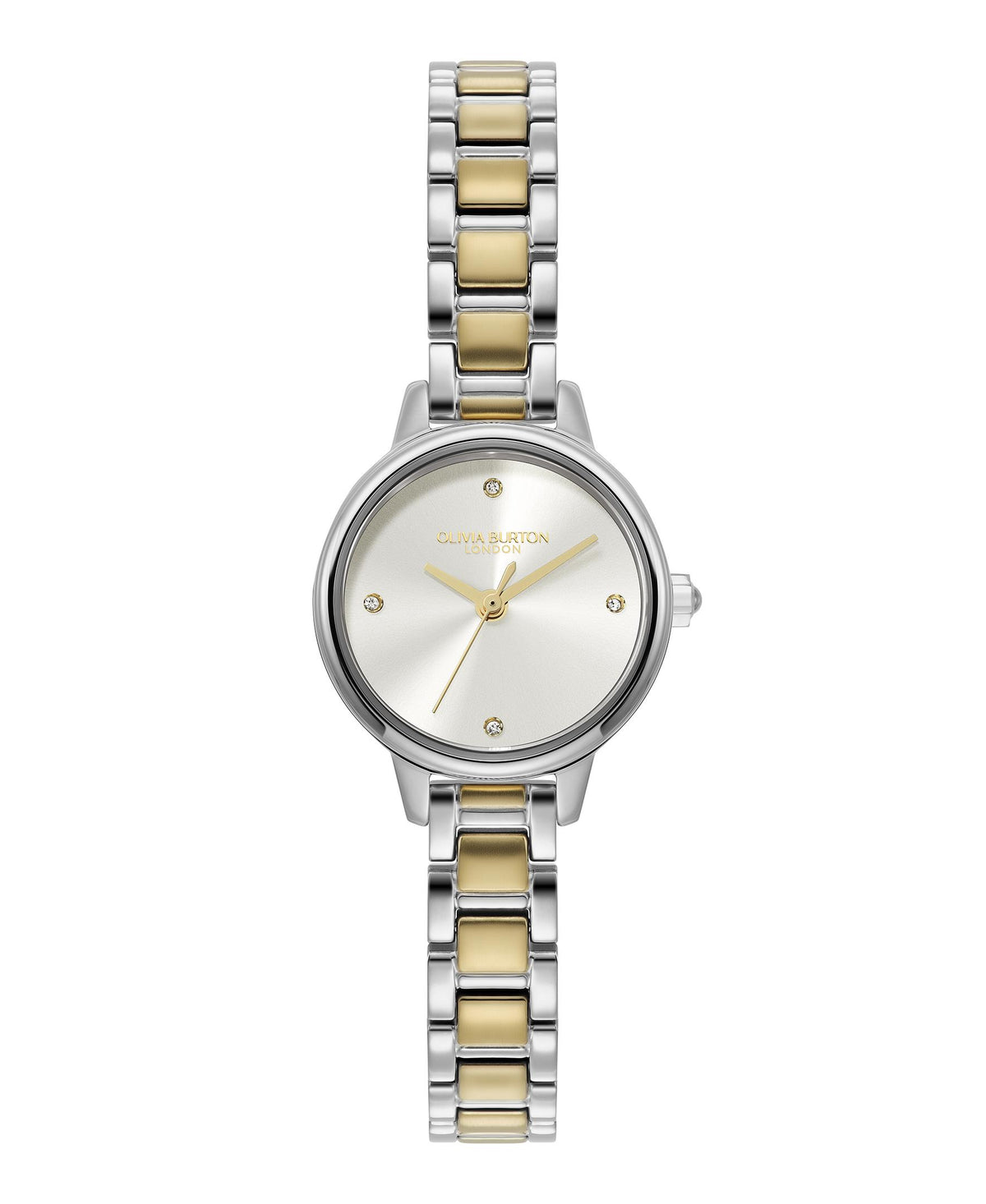 Olivia Burton Mini Classic. Stainless Steel/Gold Plate Case and Bracelet. Silver White Dial