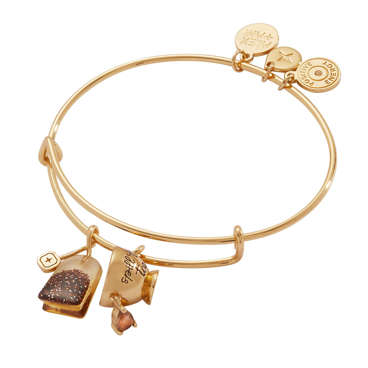 ALEX AND ANI Spill the Tea' Cup & Tea Bag Charm Bangle - Gold Finish