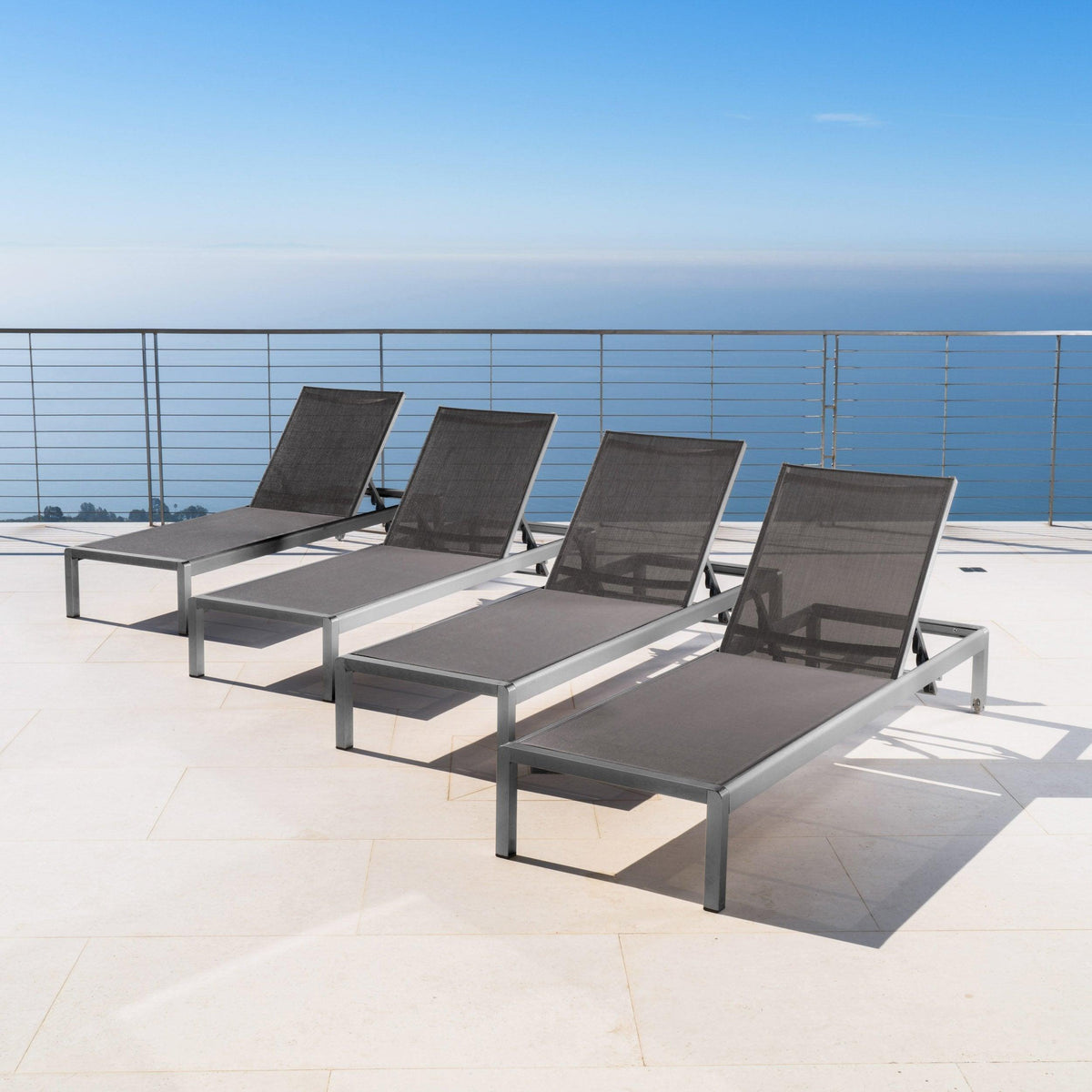 Stark Home Cape Coral Outdoor Aluminum Chaise Lounge Set (4)