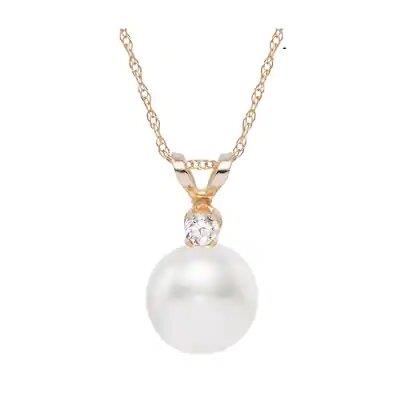 Completely Bella Solo Freshwater 6mm Pearl and CZ Golden Necklace