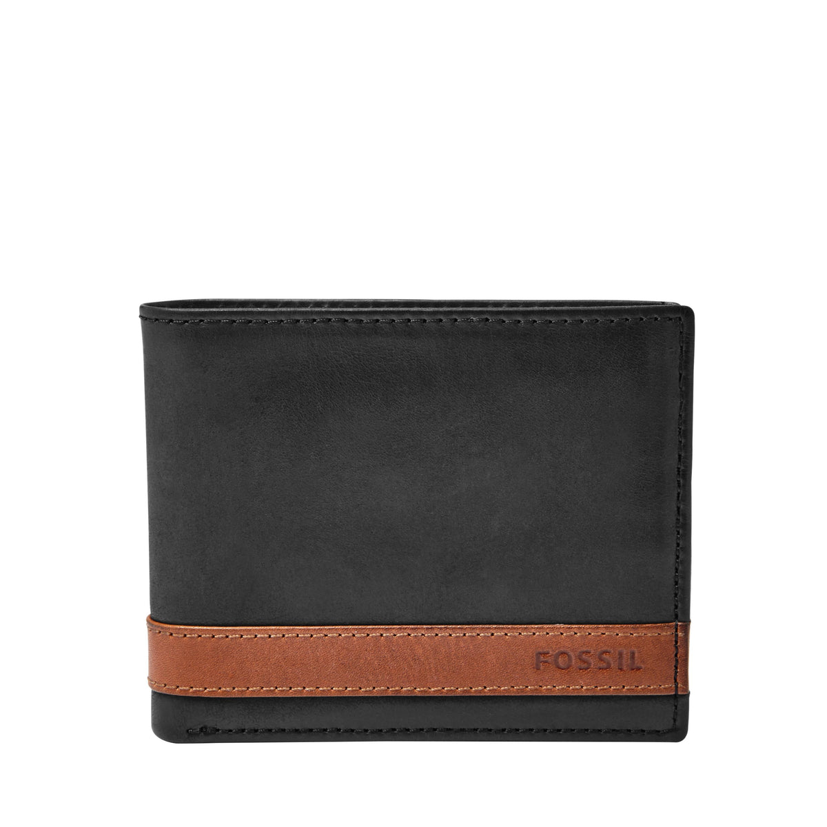 Fossil Quinn Mens Flip ID Bilfold Wallet Black