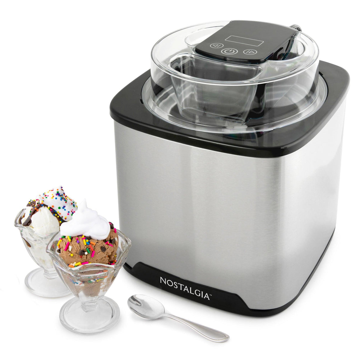 Nostalgia 2qt Digital Ice Cream Maker Stainless Steel & Black