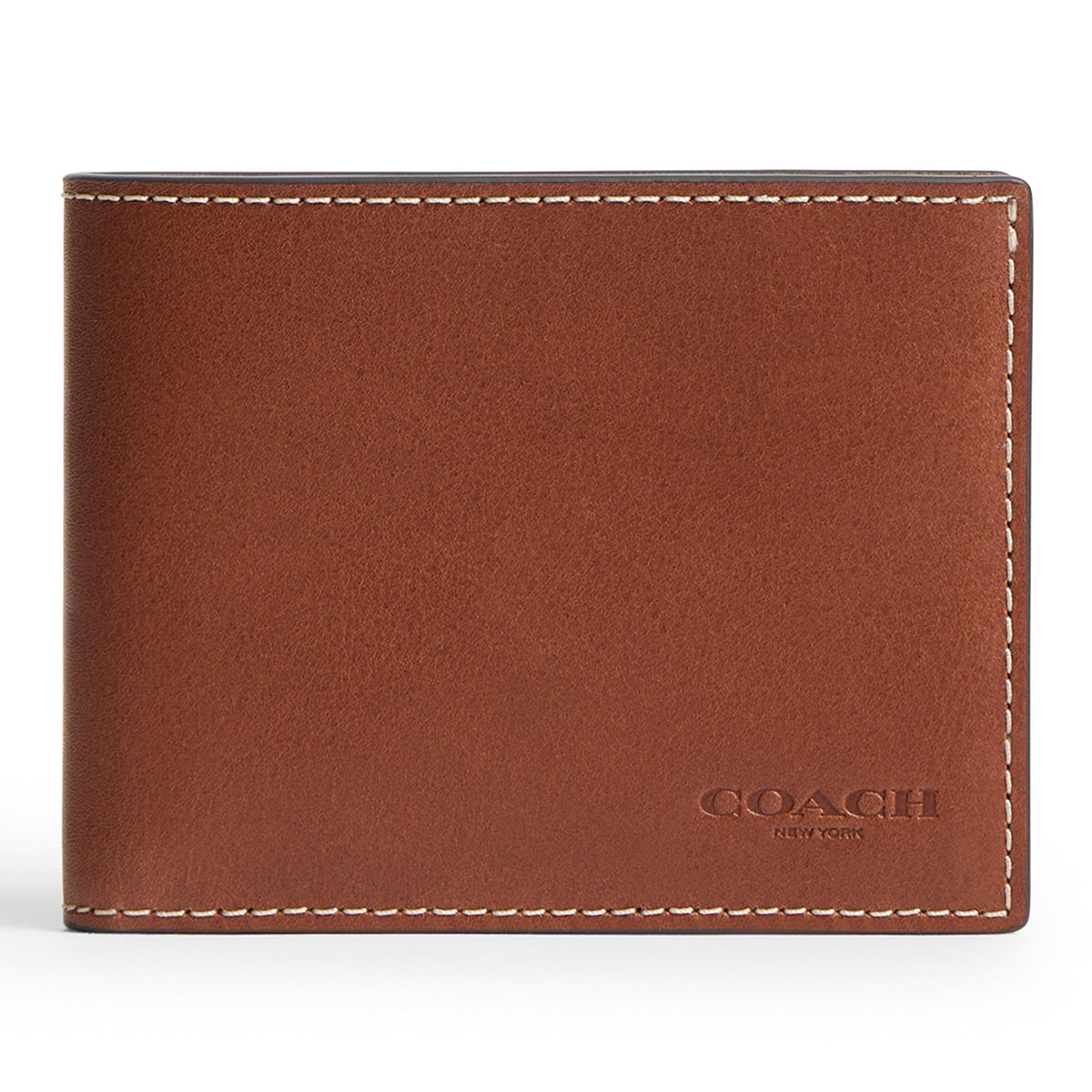 COACH Mens Full Grain Leather Slim Billfold - Redwood