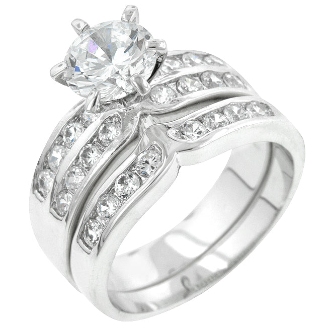 Completely Bella Silver Tone Classic Engagement Ring Set(9)