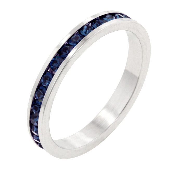 Completely Bella Stackable Deep Blue Swarovski Crystal Silver Ring(9,Silver, Blue)
