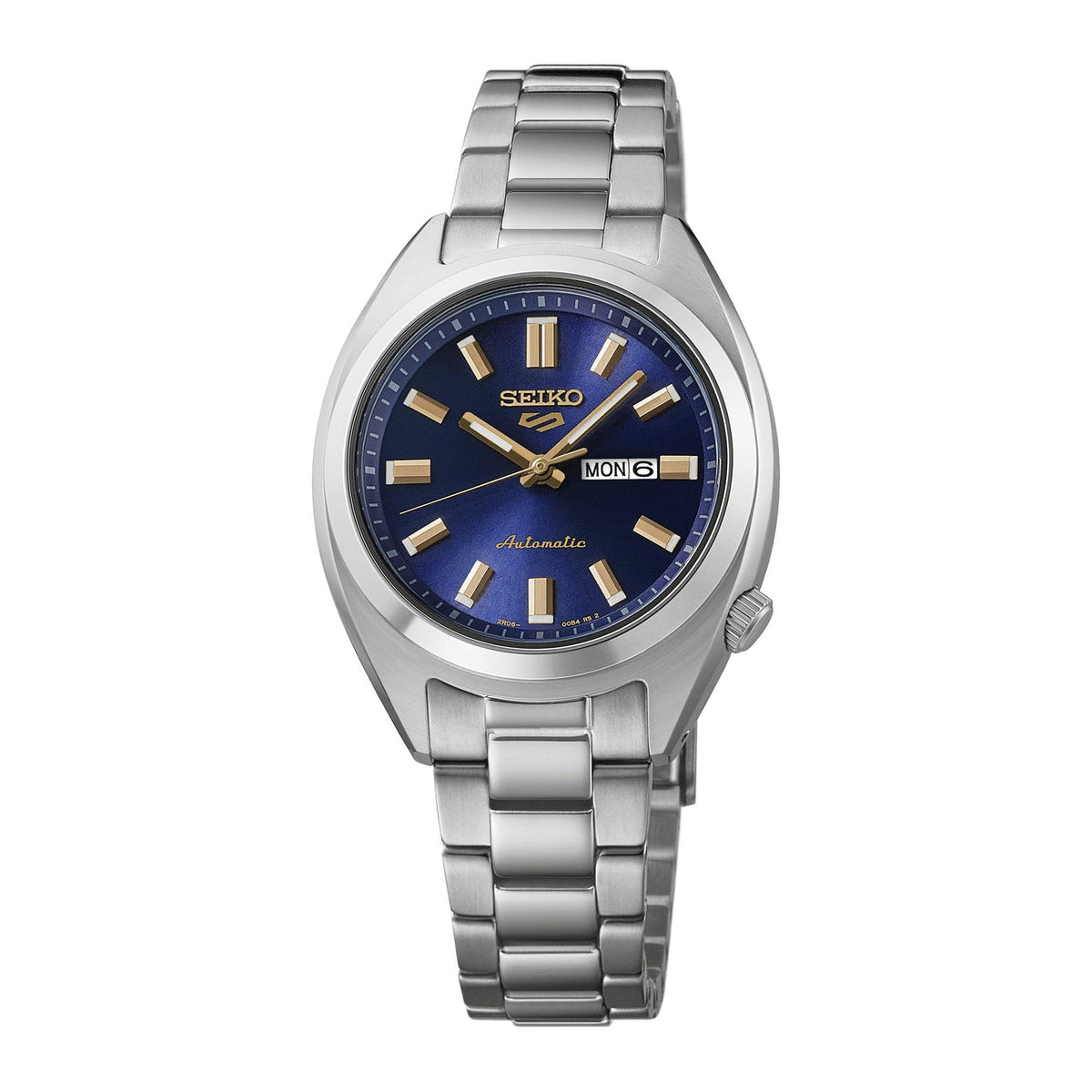 Unisex Seiko 5 Sports Automatic Silver-Tone Stainless Steel Watch Blue Dial